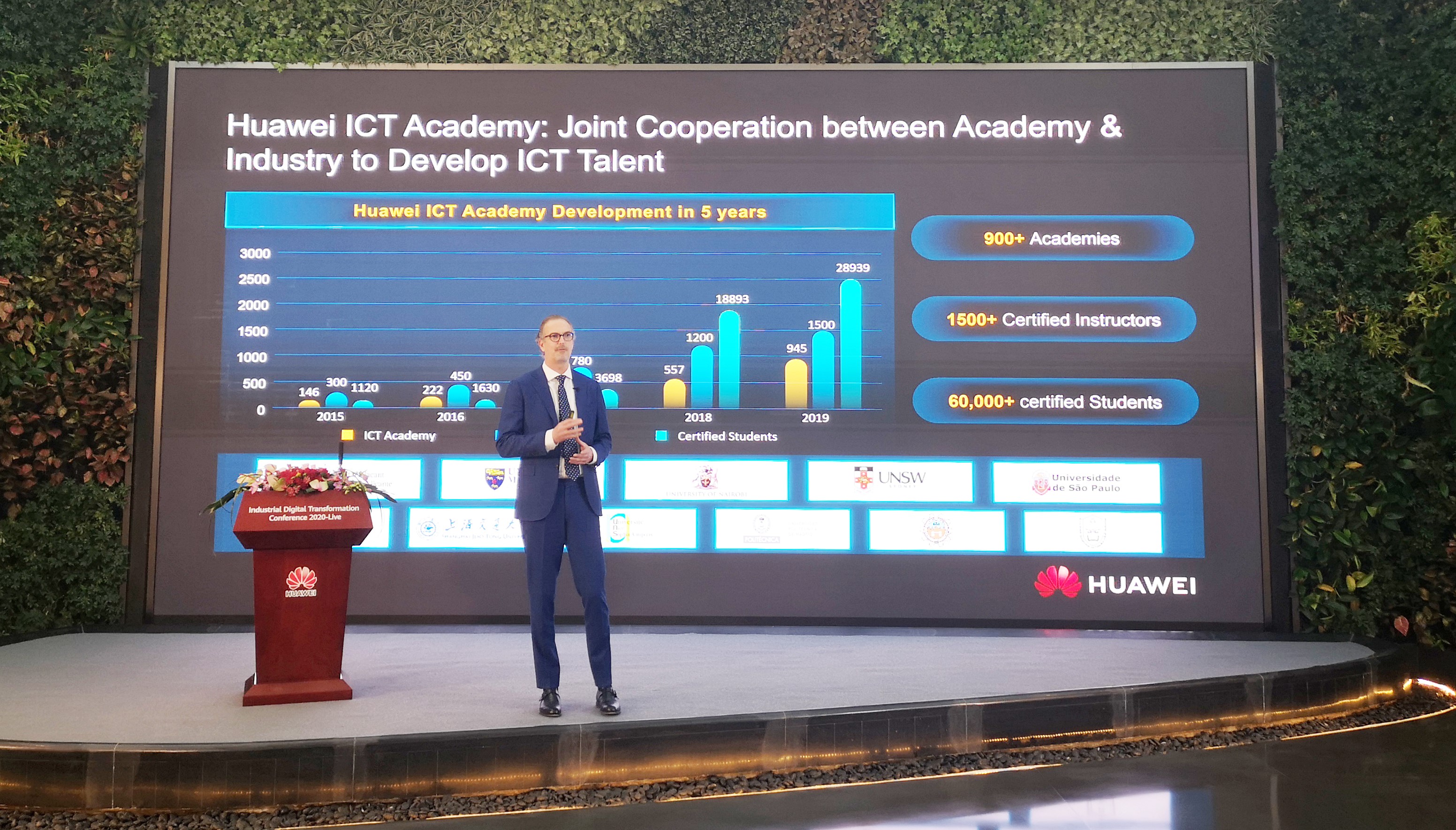 Hank Stokbroekx, VP of Enterprise Service, Huawei Enterprise, announces the launch of the company's ICT Academy 2.0