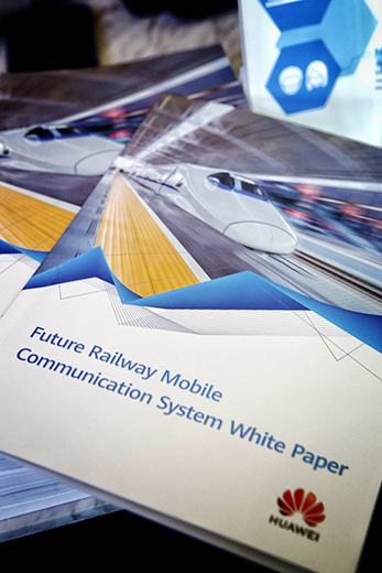The front cover of the hard copy version of the Future Railway Mobile Communication System White Paper, sponsored by Huawei