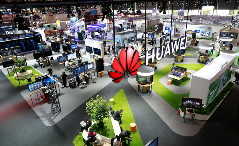 Huawei's booth at CeBIT 2018, exhibiting the company's digital innovations alongside more than 100 partners