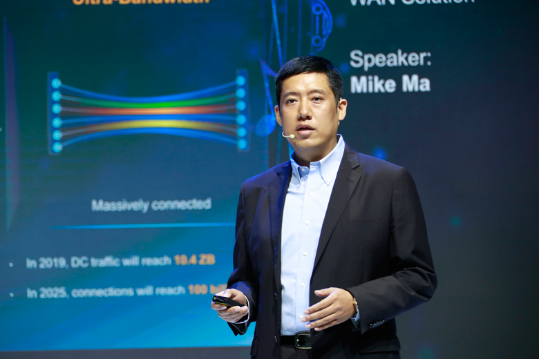 Ma Ye, Vice President of the Huawei Router and Carrier Ethernet Product Line, delivers his speech at CeBIT 2018