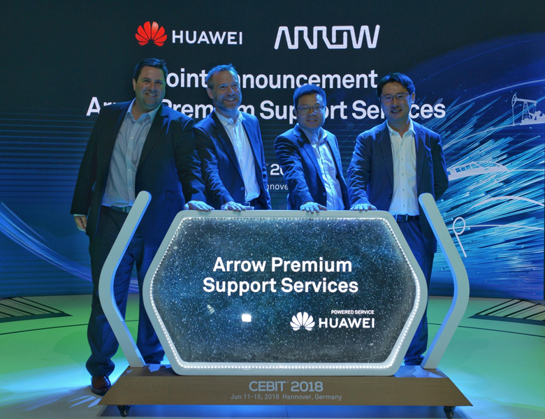 Executives from Arrow Enterprise Computing Solutions EMEA and Huawei jointly announce the launch of premium support services