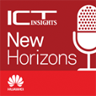 The Huawei ICT Insights New Horizons podcast logo, featuring a graphical representation of a microphone