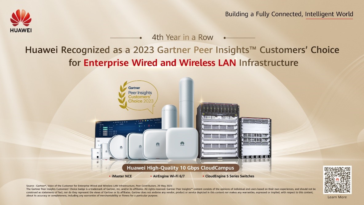 Enterprise Wired and Wireless LAN Infrastructure Four Years in a Row for  Its High-Quality 10 Gbps CloudCampus - Huawei Enterprise
