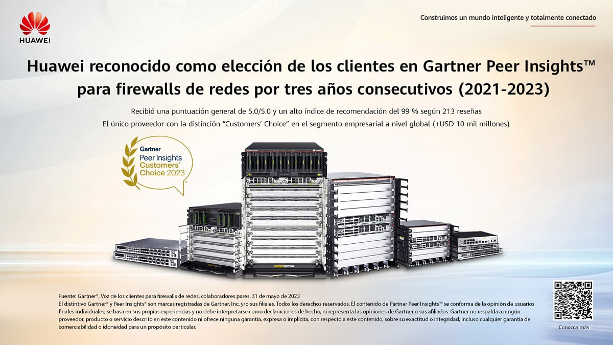 Huawei reconocido como elección de los clientes en Gartner Peer Insights™ para firewalls de redes por tercer año consecutivo